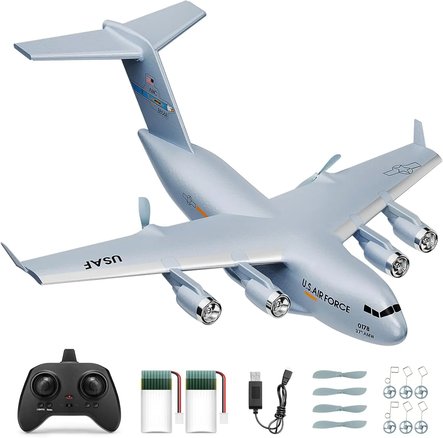 

Ready to Fly RC Plane, 2-Channel C-17 Remote Control Airplane with 6-Axis Gyro Stabilizer, Military Transport Aircraft for Beginners, Boys, Kids, Adults