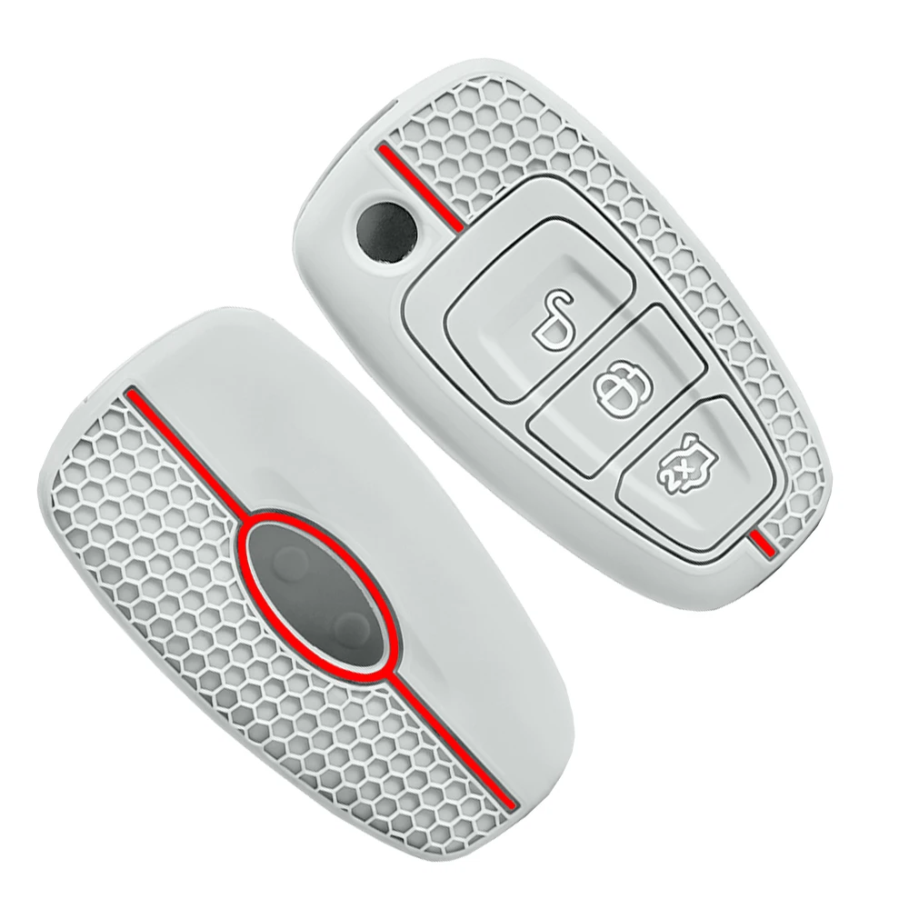 Gray 3 Button Silicone Car Remote Key Fob Cover Case For Ford Ranger C-Max S-Max Focus MK3 Galaxy Mondeo Transit Tourneo Custom
