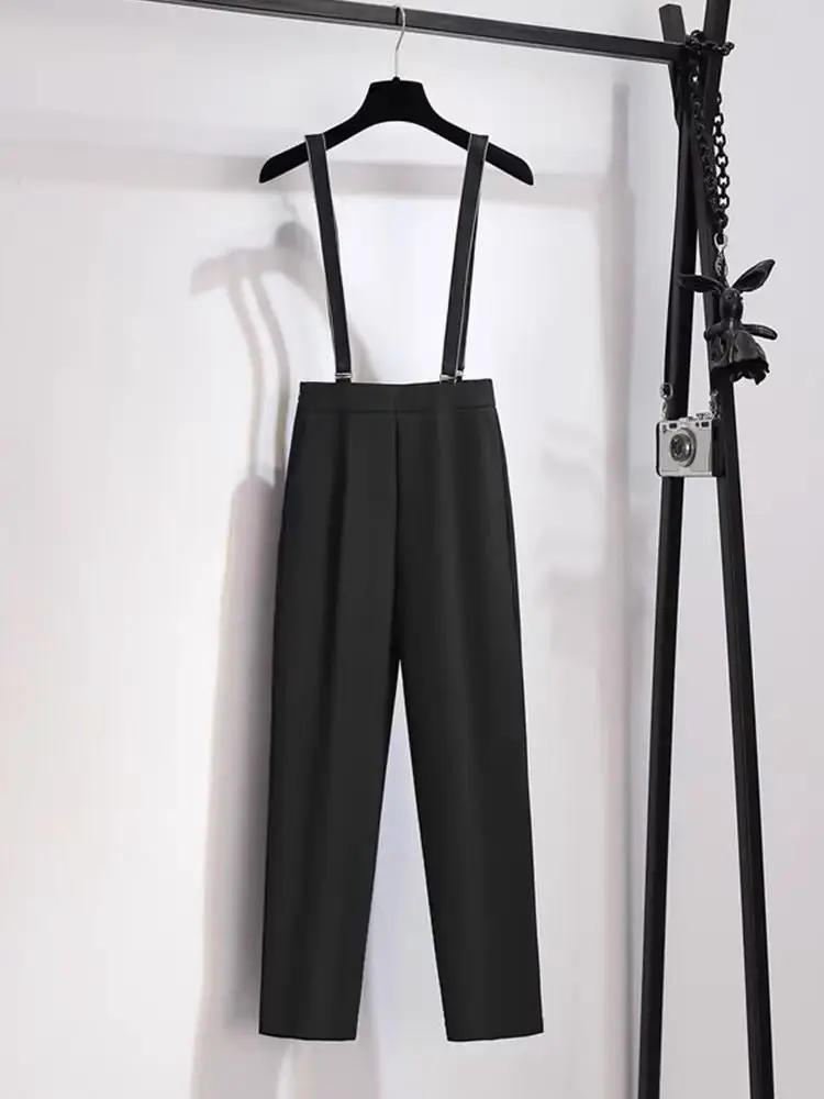 

Office Lady Strap Suits Pants Women Summer Fall High Waist Black Trousers Pantalon Femme