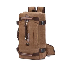 Large Capacity Canvas Bags for Men Outdoor Travel Backpack Converted Crossbody Bag Student Hiking Bags