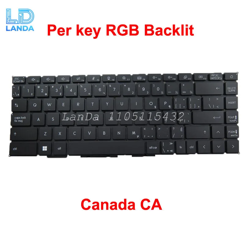 

Клавиатура для ноутбука с RGB-подсветкой для MSI Creator Z16 A11U A11UE A11UET A12U A12UET Canada CA Black без рамки