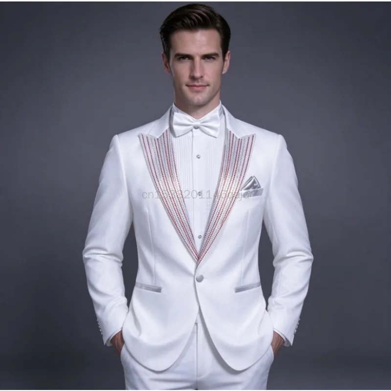 Men's Suit Collar with Hot Dye Diamond Suit, Host's Banquet Choir Dress, Single Western Stage Performance Dress