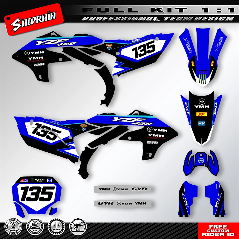 

Sawrain Motorcycle Sticker Custom Team Graphics Decals Kit For YAMAHA .23-25 YZF450 24-26YZF250 001