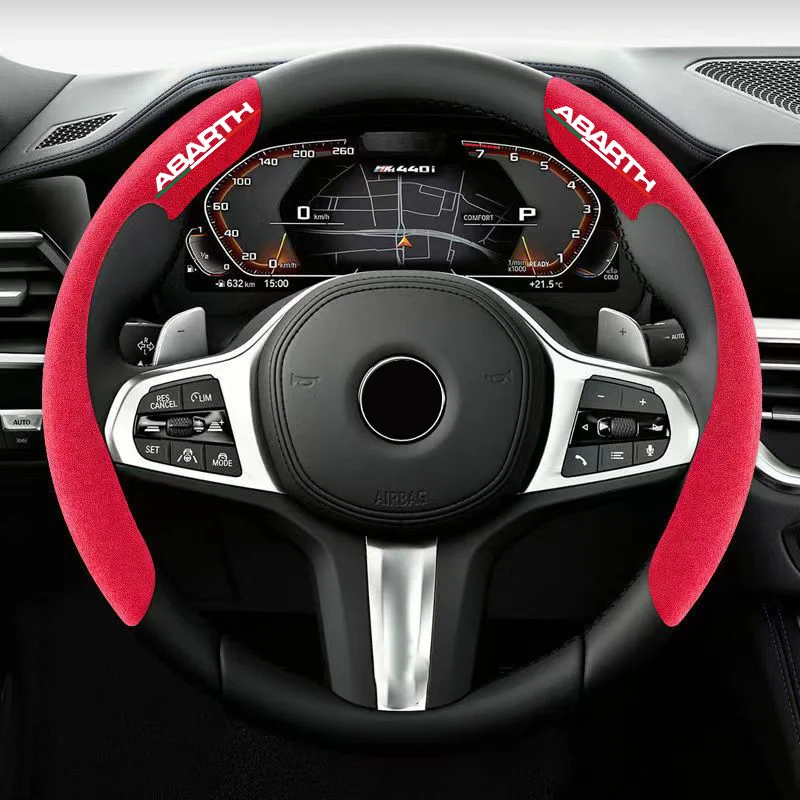 Car Steering Wheel Cover black suede leather for Abarth 500 595 596Abarth abarth 124 spider Continentai Steering Wheel Cover