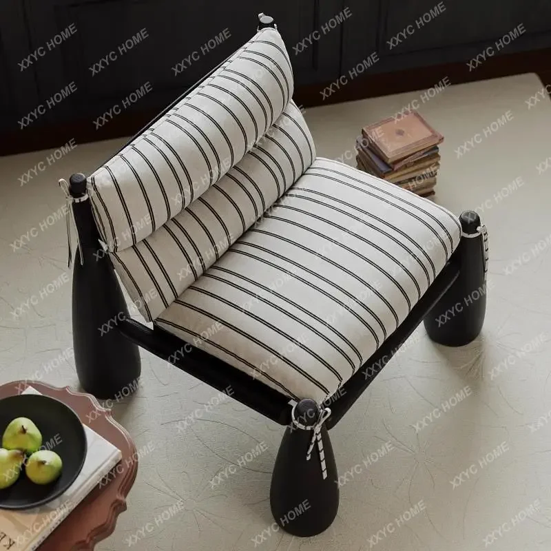 JSolid wood antique creative fabric single leisure chair homestay atmosphere baseball sofa chair