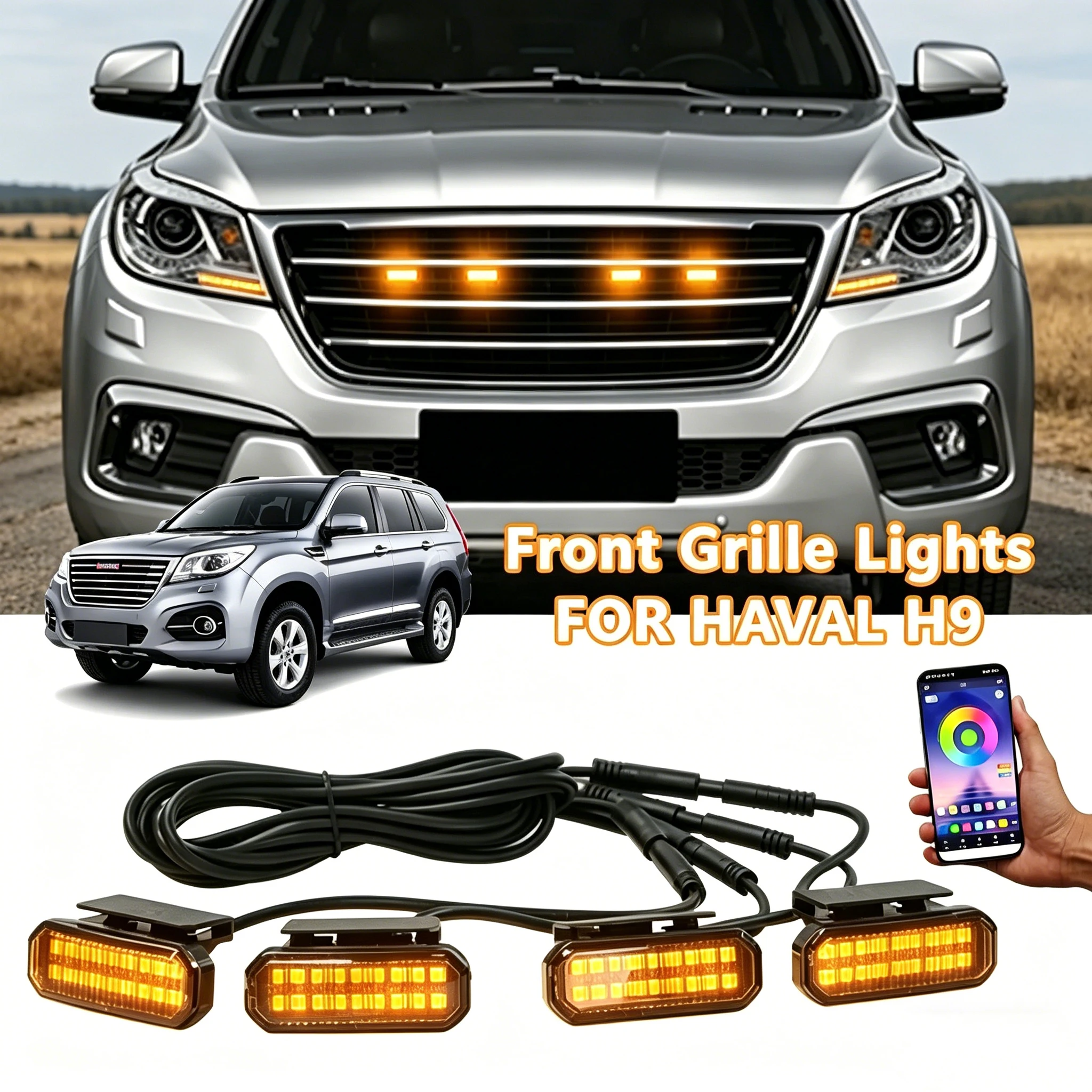 

FOR HAVAL H9 LED Car Lights Front Grille LED Light Safety Warning Light Harness Car Accessories LED Signal Lamps