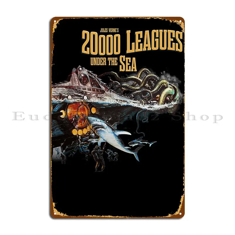 20 000 Leagues Under Sea Jules Verne Classic Classic Metal Signs Garage Wall Decor Classic Printed Wall Plaque Tin Sign Poster