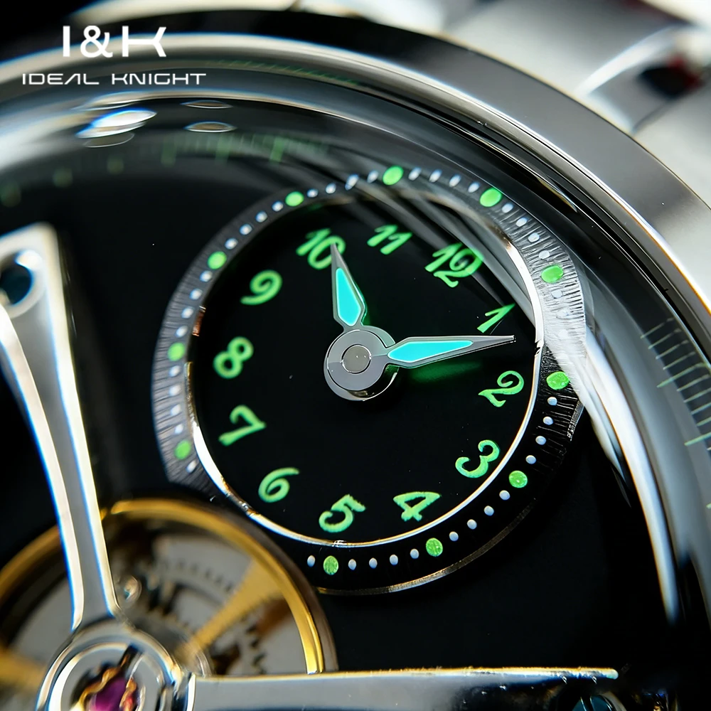 IDEAL KNIGHT Men's Watches Top Brand 316L Fine Steel Sapphire Mirror Automatic Mechanical Wristwatch Waterproof Luminous Date
