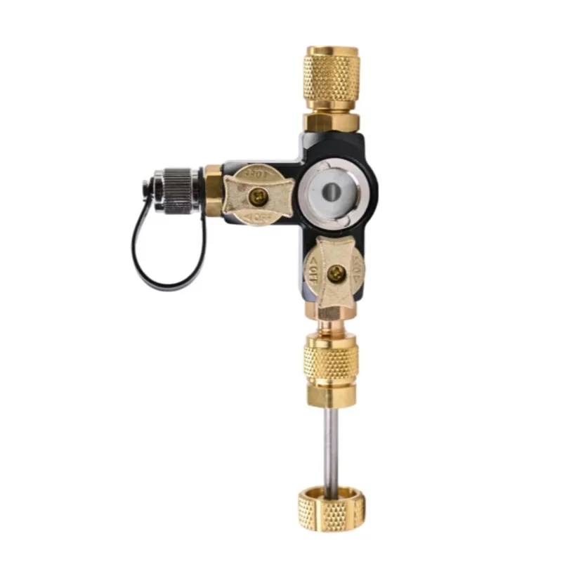 Dual Valve with Sight Glass, 1/4 Inch，5/16 InchBrass Valve Core Remover, HVAC Tool for Mini Split System Repair