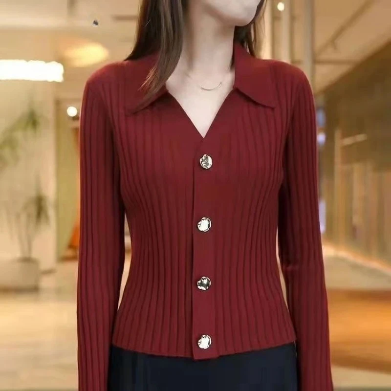 

New Autumn Winter Women V Neck Long Sleeve Single Breasted Knitted Cardigan Elegant Korean Fashion Slim Outerwears Sweater ZT410