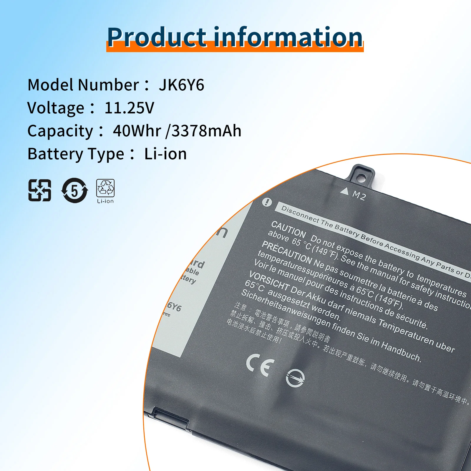 BVBH-Batería de ordenador portátil JK6Y6, 11,25 V, 40Wh, para Dell Latitude 3410, 3510, Vostro 14, 5402, 5501, 5502, Inspiron 5300, 5301G, H5CKD