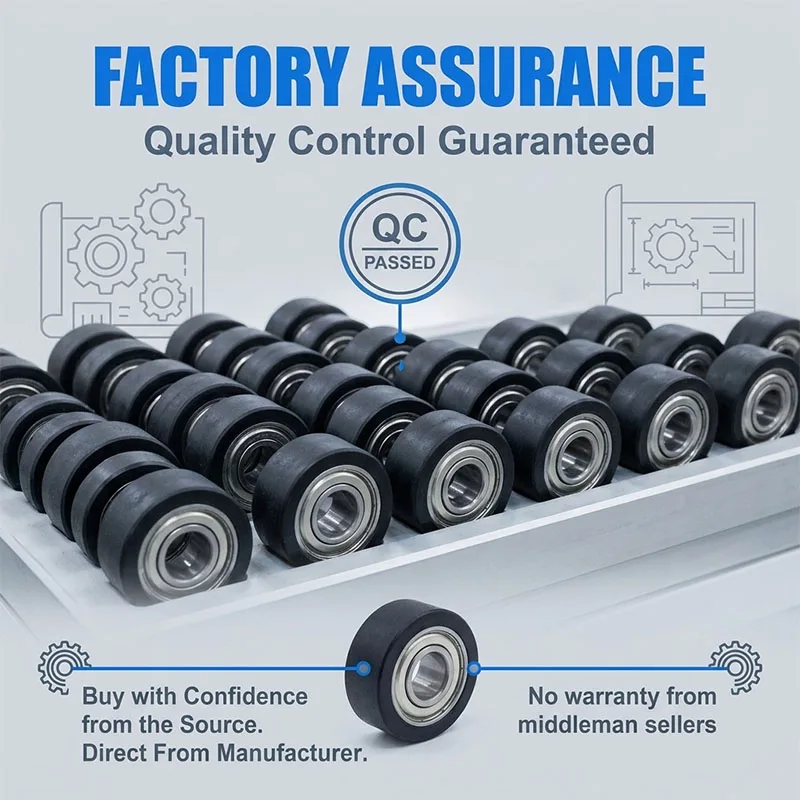 

5pcs Polyurethane Coated Bearing 5x22x5 PU62522-5 Soft Rubber Guide Wheel PU Rolling Roller 22mm Driven Wheel 5*22*5 PU Pulley