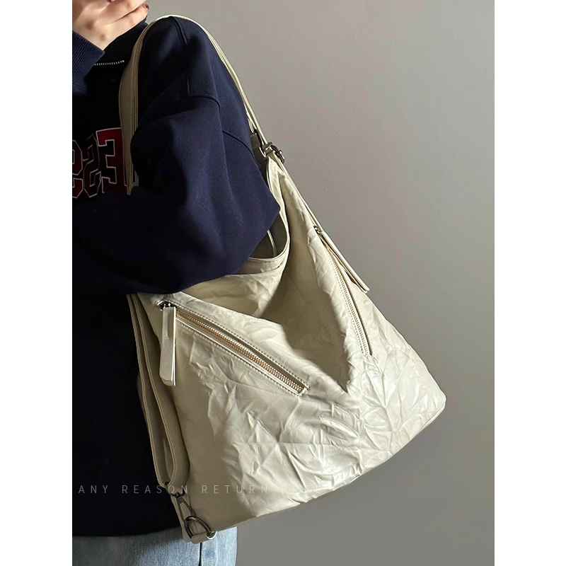 2023 New High Quality Pu Soft Large Capacity Pleated Shoulder Bag For Women's Advanced Single Shoulder Crossbody Bag For Women