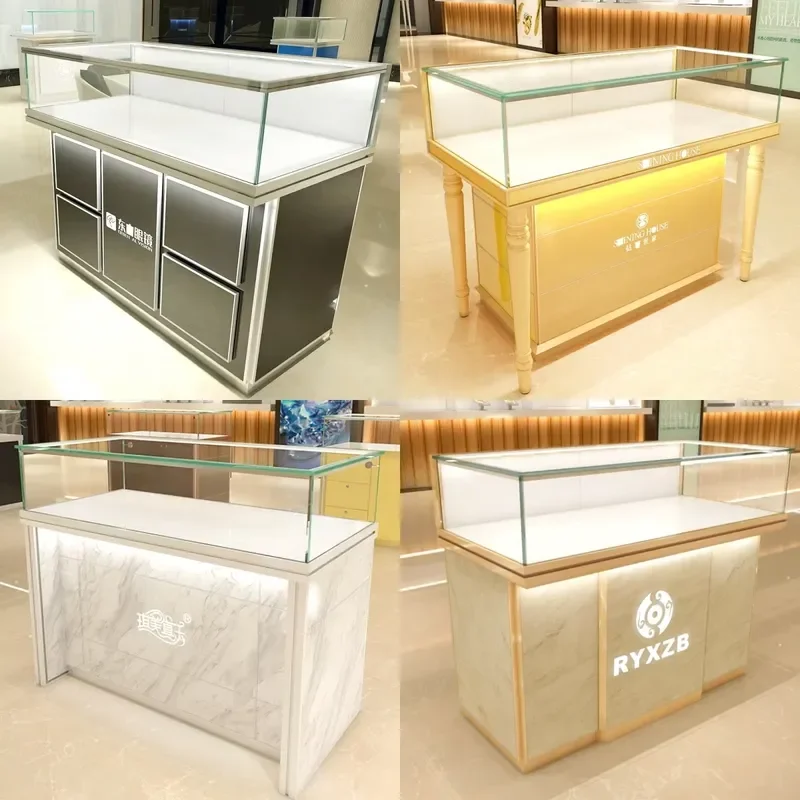 Design Gold Led Light Hinge Hidden Wood Smart Drawer Cupboard Wall Set Jewelry showcase Used Cabinet Display for Shop