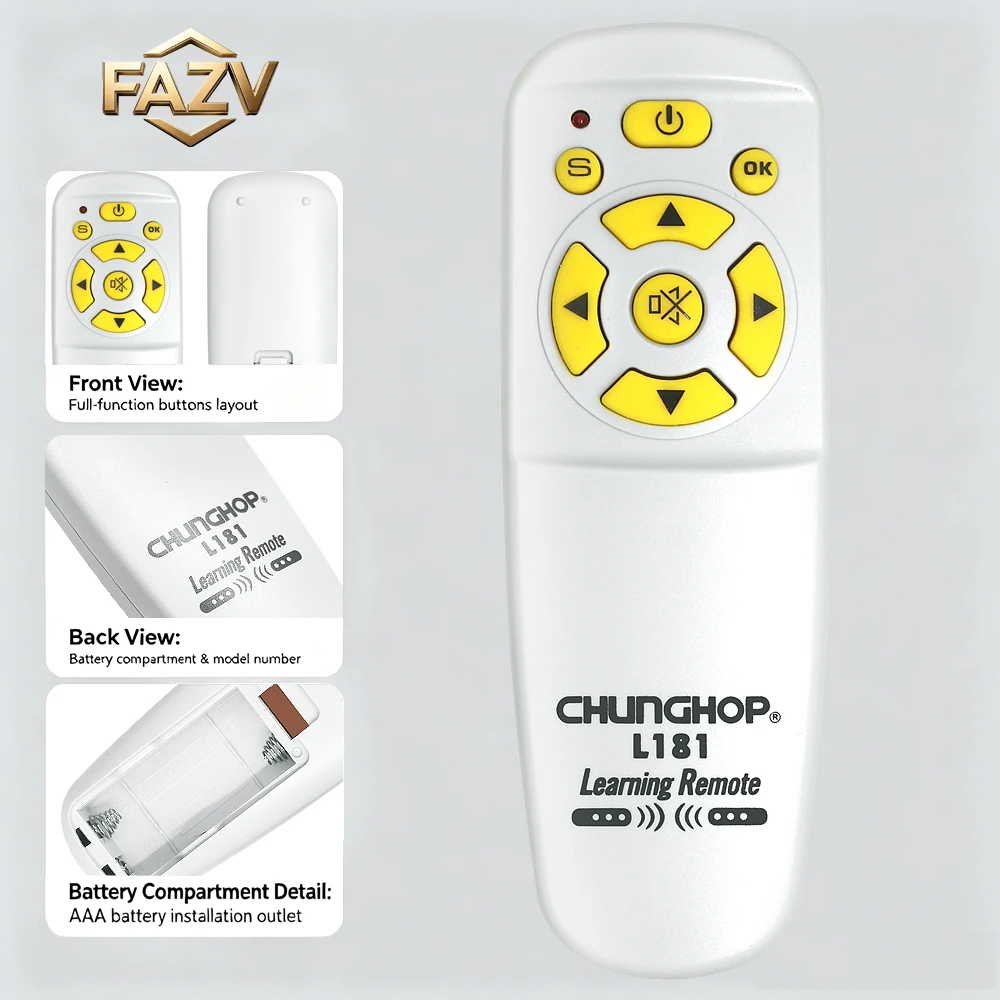 FAZV Mini 7-Key IR Learning Remote Copy for Fan/TV/DVD/CD/Audio/Amp/STB Original Remote