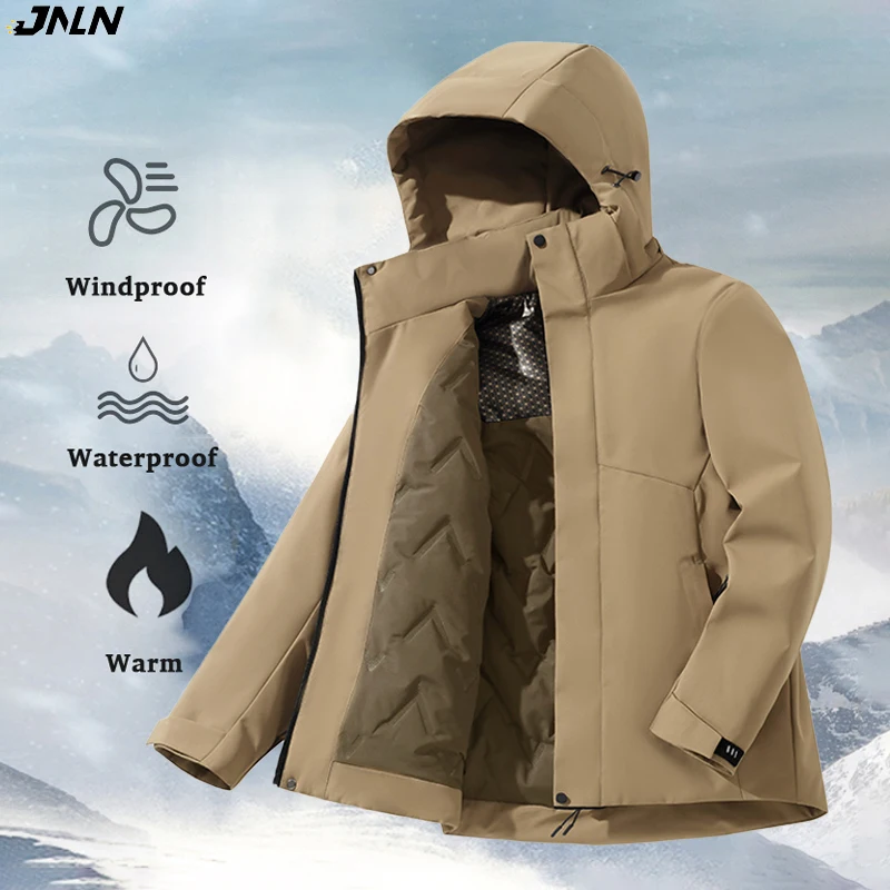 

JNLN Unisex Winter Warm Waterproof Jacket Hiking Climbing Trekking Skiing Rain Coat Men Women Windproof Fleece Windbreaker