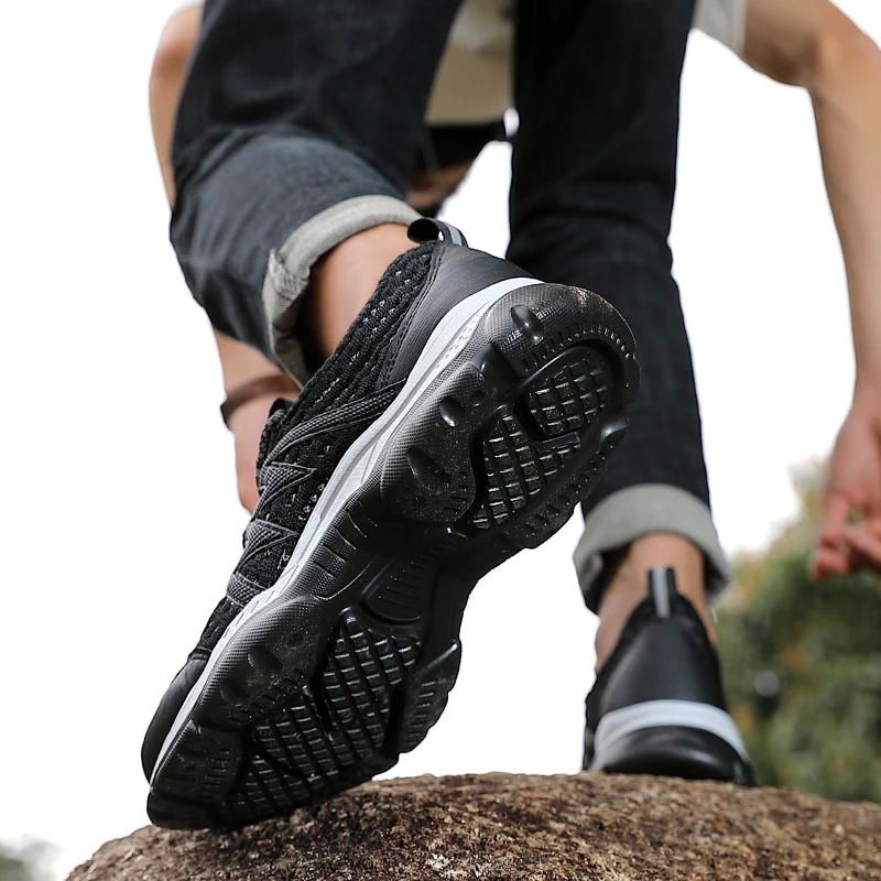 Sandales Respirantes pour Homme, Chaussures de Randonnée, de dehors en Plein Air, Baskets de Trekking en Caoutchouc Noir, Nouvelle Collection d'Été