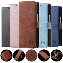 Flip Leather Cards Solt Wallet Phone Case For Samsung Galaxy Z Fold 6 5 4 3 5G Fold5 Fold4 Kickstand Business Book Pocket Cover
