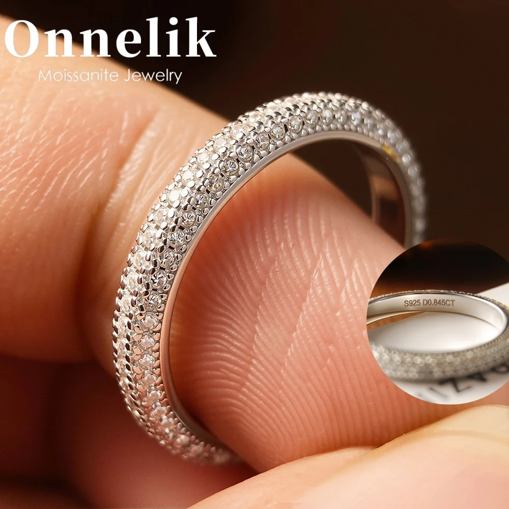 

Кольцо Onnelik S925 из стерлингового серебра с муассанитом D-VVS1 1 мм, сверкающее обручальное и помолвочное кольцо, изысканные ювелирные изделия для женщин
