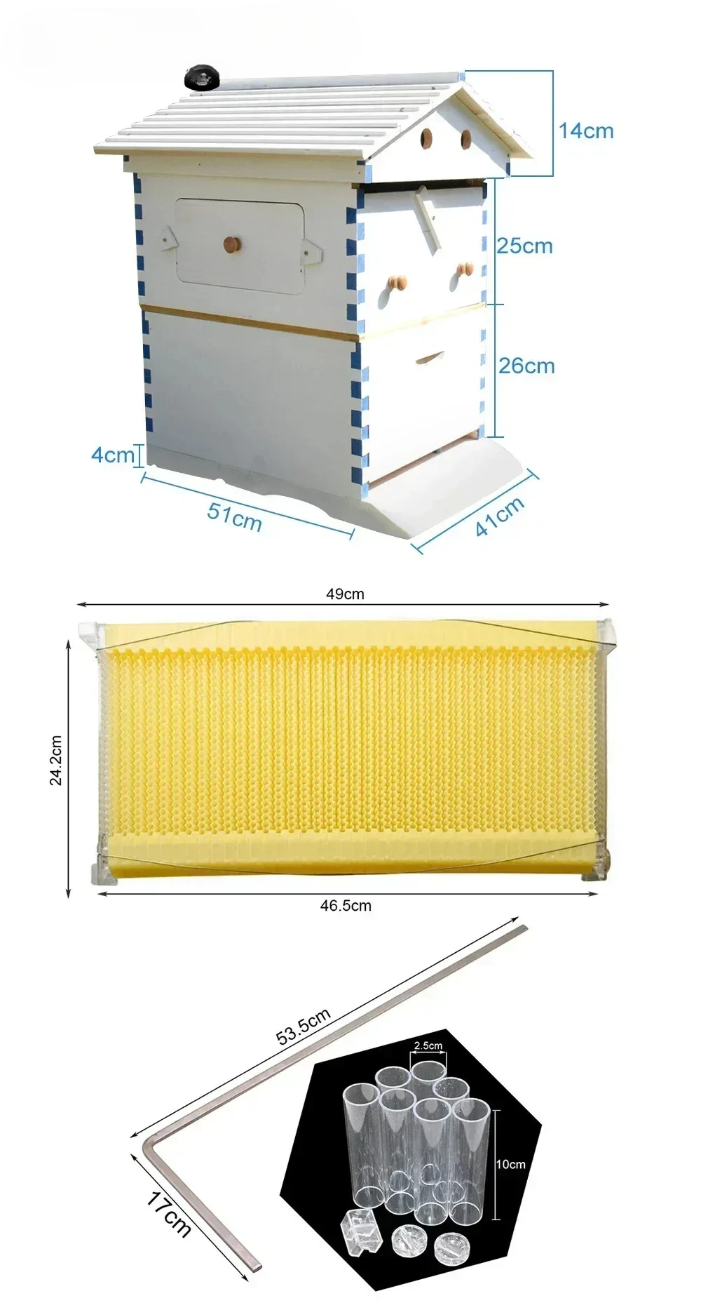 Wooden Automatic Self-Flowing Beehive 7 Auto Frames Set Bee Hive Supplies Beekeeping Material Apiculture Chinese Painted