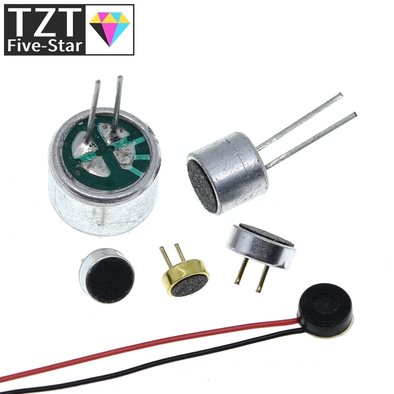 TZT 10 قطعة ميكروفونات إليكتريت متنوعة مع 2 دبوس لاقط 9x7 مللي متر 9767 6x5 مللي متر 6050 6x2.2 مللي متر 6022 4.5x2.2 مللي متر 4522 4x1.5 مللي متر 4015