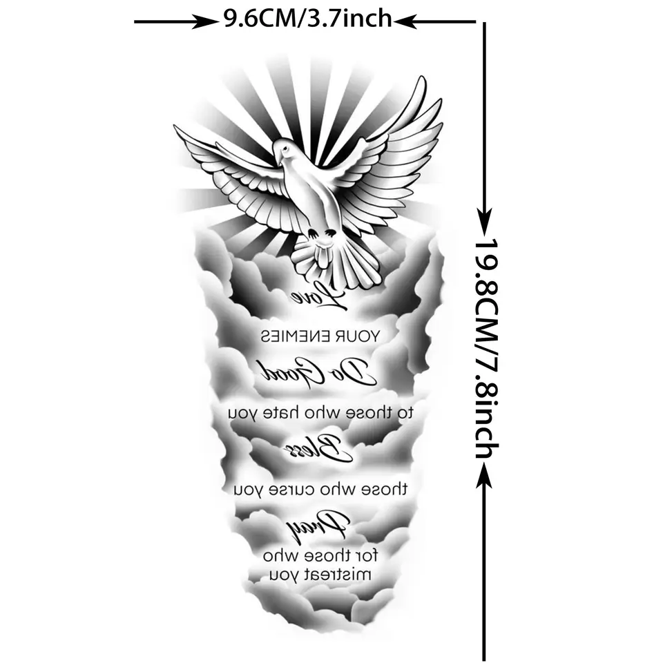 1 Sheet Bless Belief Faith Engraved Temporary Tattoos Family Love Tatoos Waterproof Realistic Fake Tattoo Stickers Long Lasting, image 4
