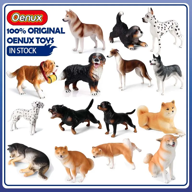 

Oenux Puppy Model Simulation Dogs Animal Figures Husky Rottweiler American Bully Shiba Inu Saint Bernard Collection Toy Kid Gift