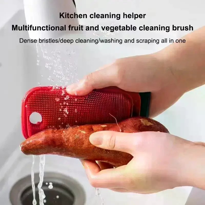 Cleaning Brush Double-sid TPR Dish Brush Multi-Functional Fruits Vegetables Scrubber Kitchen Tool Quick-Drying