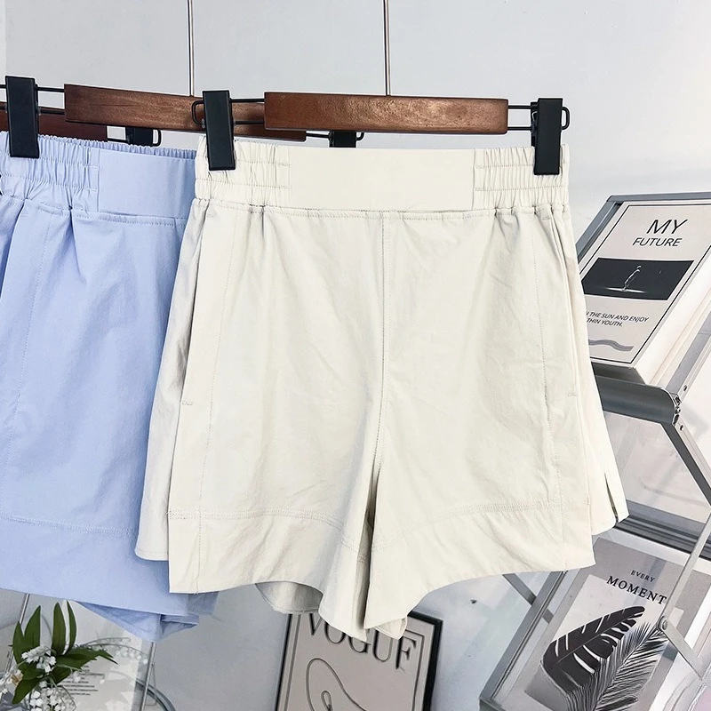 Lemon Quick-drying Ventilation Sports Shorts Fashion Women Shorts Solid Elastic Waist Pocket Casual Streetwear Loose Short Pants