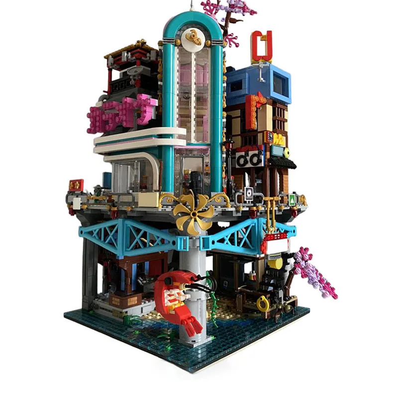 4069PCS MOC Custom Modular Ninjagoes City Extension: Karaoke Bar Architecture Building Model Assembly Children Festival Gift