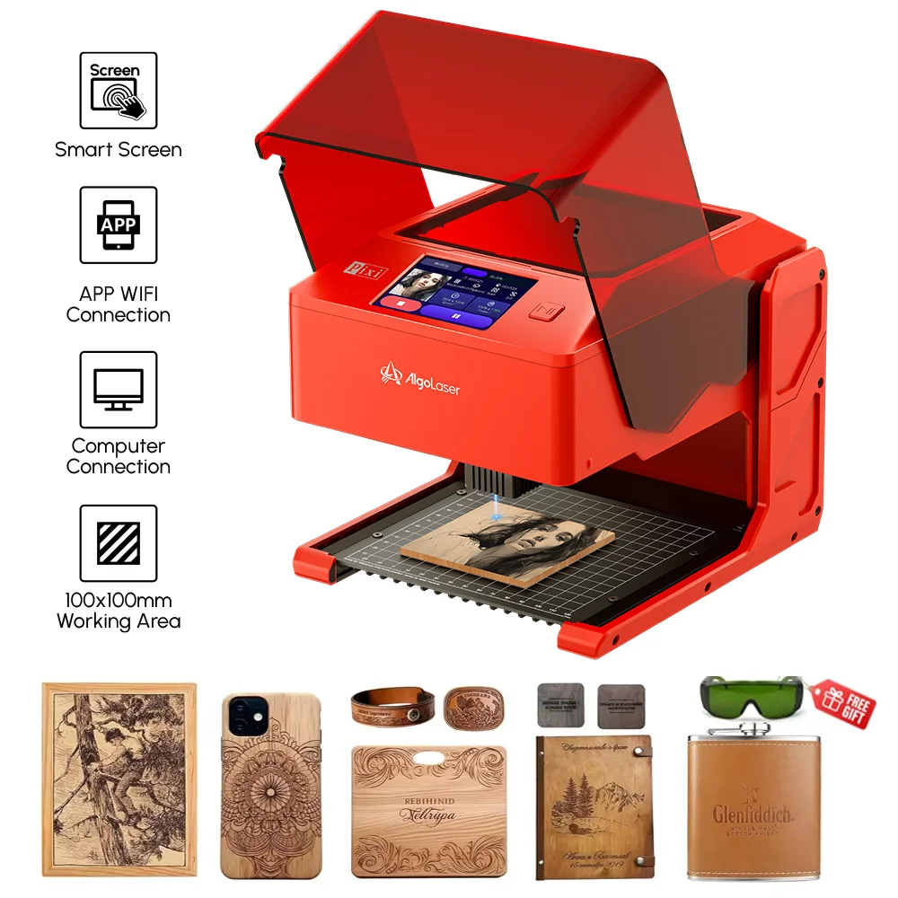 

AlgoLaser Pixi Portable Wood Leather Laser Engraver with Touch Screen Smart Mini Fully Enclosed Class 1 Laser Engraving Machine