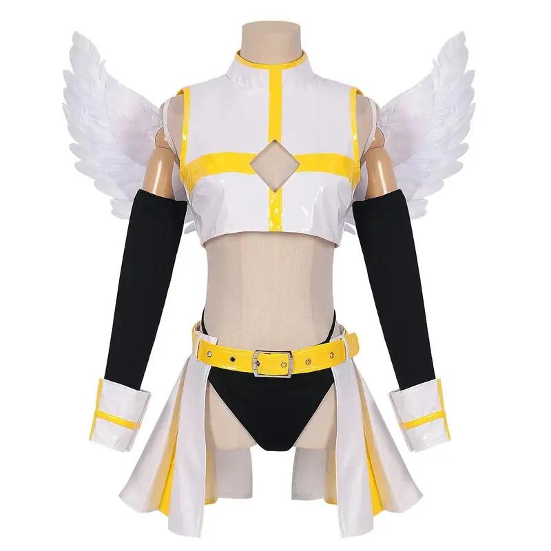 2025 22 아리엘 아리아 키사키 코스프레 의상 스커트 탑 애니메이션 2.5차원 유혹 풀세트 날개 섹시 가죽 라텍스 할로윈