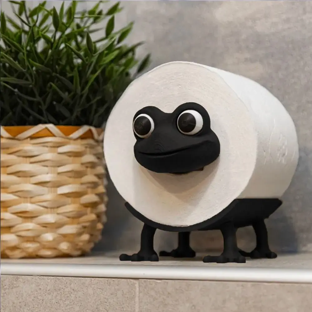 

Cute Design Animal Shaped Toilet Paper Holder Bull Frog Shape Funny Animal Decoration Standing Bathroom Paper Towel Holder