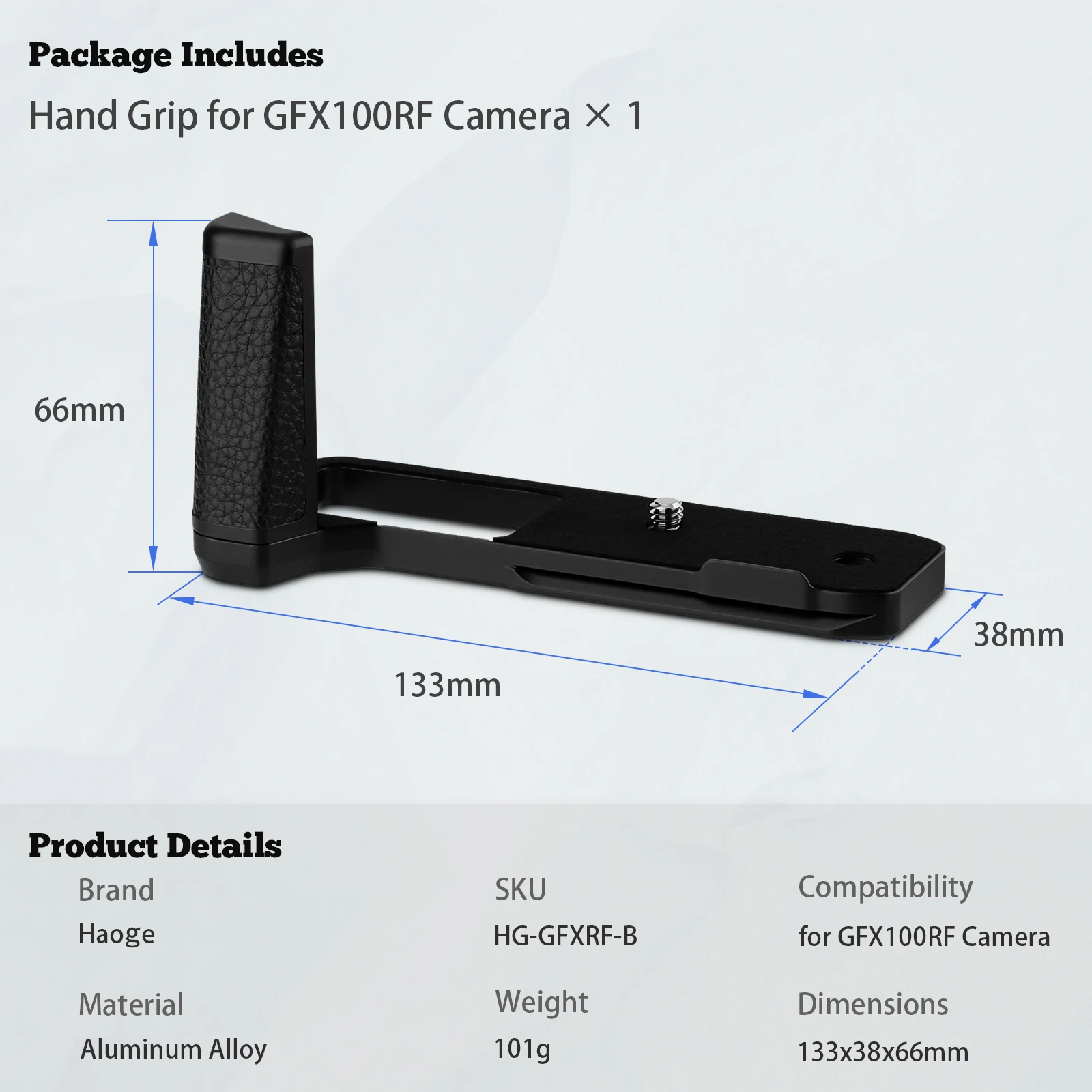 Haoge Handgriff für Fujifilm GFX100RF Kameragehäuse L-förmiger Griffhalter HG-GFXRF-B Schwarz mit Arca-Swiss Standardplatte – Detail 8