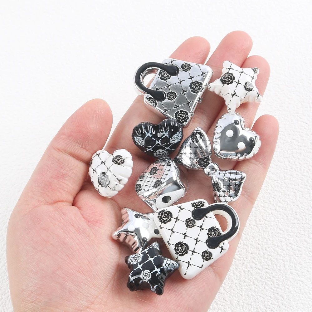 

1pcs Mixing Style silver Color Acrylic Beads For DIY Handmade Bracelet Jewelry Making Phone Chain Accessories