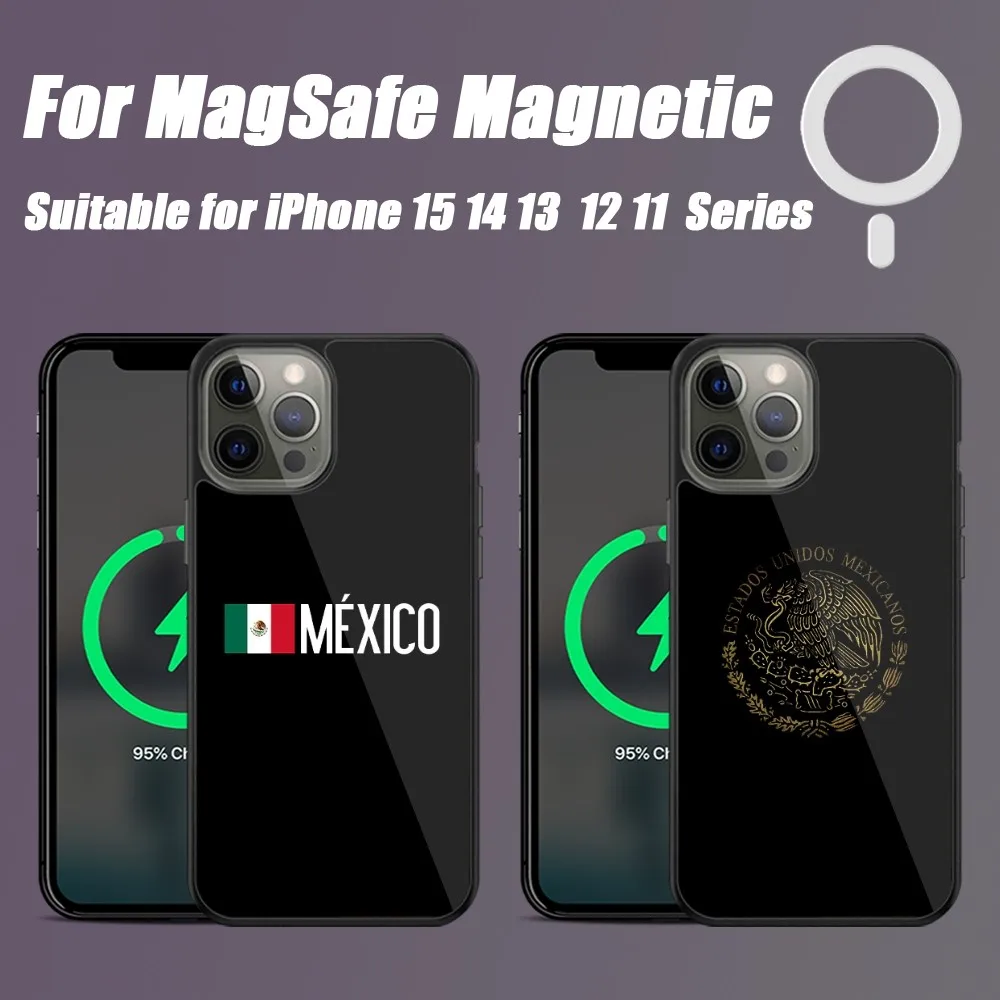 Mexican Flag Phone Case For iPhone 15 14 13 12 11 Pro Max Plus Phone Magnetic for Macsafe Cases Cover