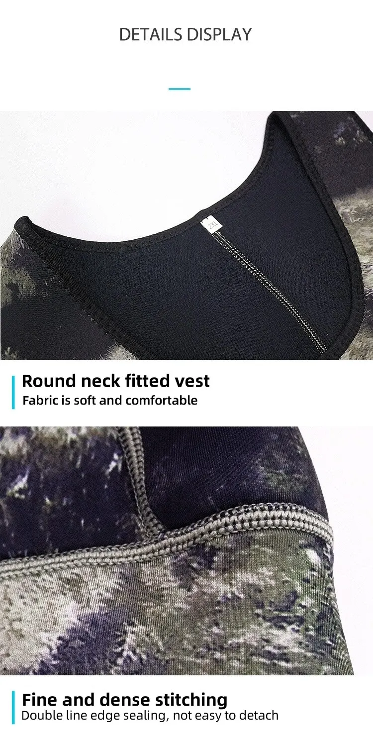 Neoprenanzug, 3 mm, Camouflage, langärmelig, mit Kapuze, 2-teilig, aus Neopren, zum Tauchen, für Herren, hält warm, Tauchanzug, Badebekleidung – Detail 14
