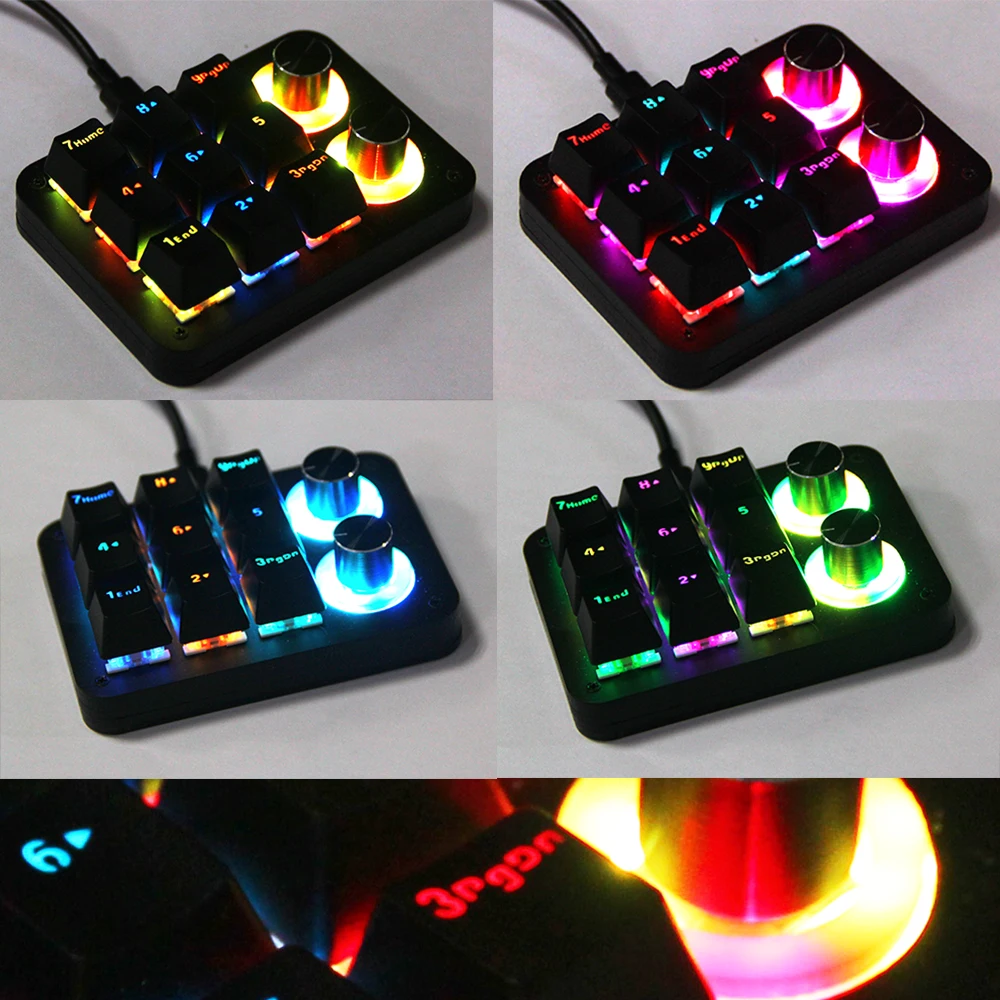 Vial Keyboard Macropad with Knob 9 Key +2Knob Encoder RGB Light Programmable Keyboard PS AR Vol Control Games OSU Keyboard