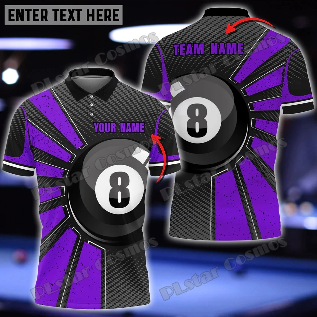 Billiards Ball 8 Colourful Personalized Name 3D All Over Printed Fashion Men's Polo Shirt Summer Unisex Casual Polo shirt WK156