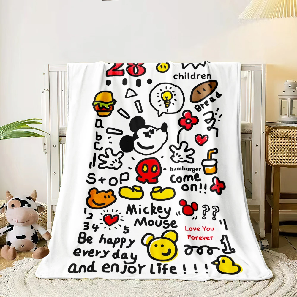 MINISO mickey Cartoon Art Print Blanket.Warm and Comfortable Flannel,Bedroom,Sofa,Bed,Chair,Gift,Picnics,Trip, Camp,Blankets.