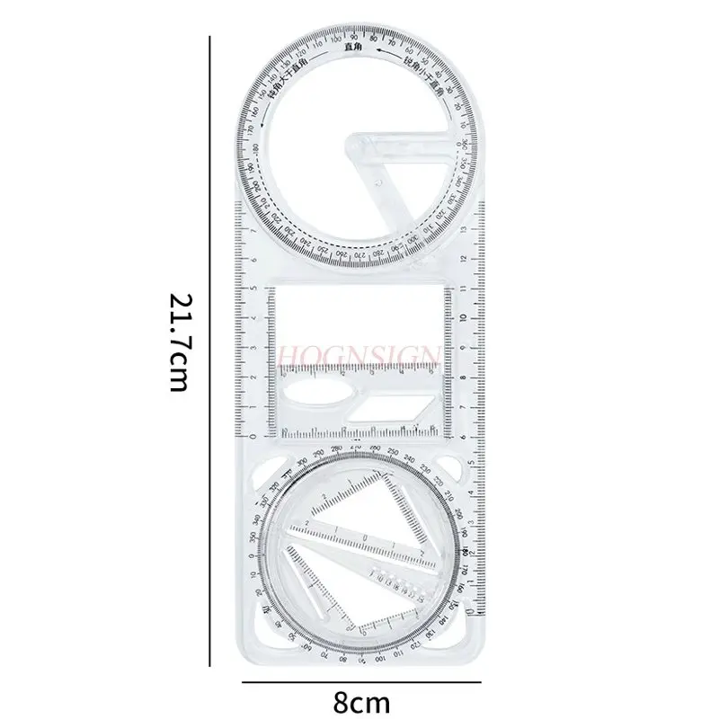 Regla de dibujo multifuncional, regla geométrica giratoria, regla versátil, transportador, regla, 1 Uds.