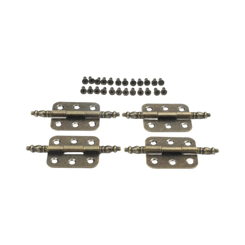 Crown Hinges Made of Iron with Antique Bronze Finish for Wooden Box Cabinet Cupboard Toolbox Door Hardware and Decoration Needs