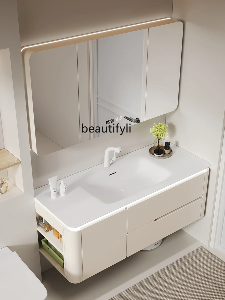 Household Whole Washbin Bathroom Cabinet Combination Oak Paint Skin Feeling Washbasin Washstand Customization