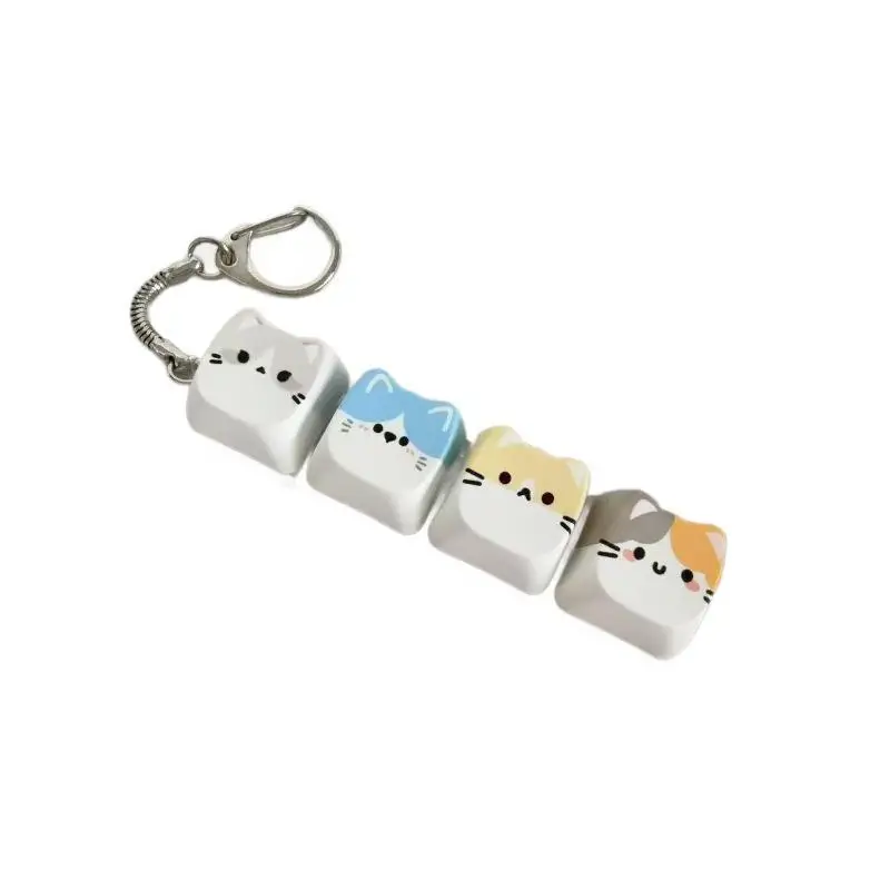 Niedlicher Katzen-Mechanischer Tastaturschalter-Tester Kawaii Tastenkappe Schlüsselanhänger Kreatives Fidget-Spielzeug Taschenanhänger Geschenke für Katzenliebhaber – Detail 5