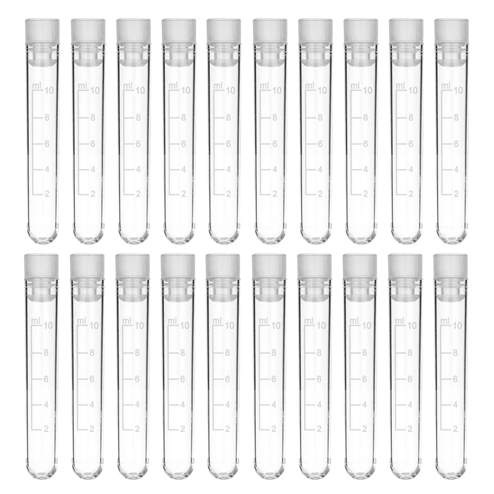 

20pcs Test Tubes 16x105mm Plastic Clear Tube With Caps Vials Screw Caps Clear Sampling Storage Containers