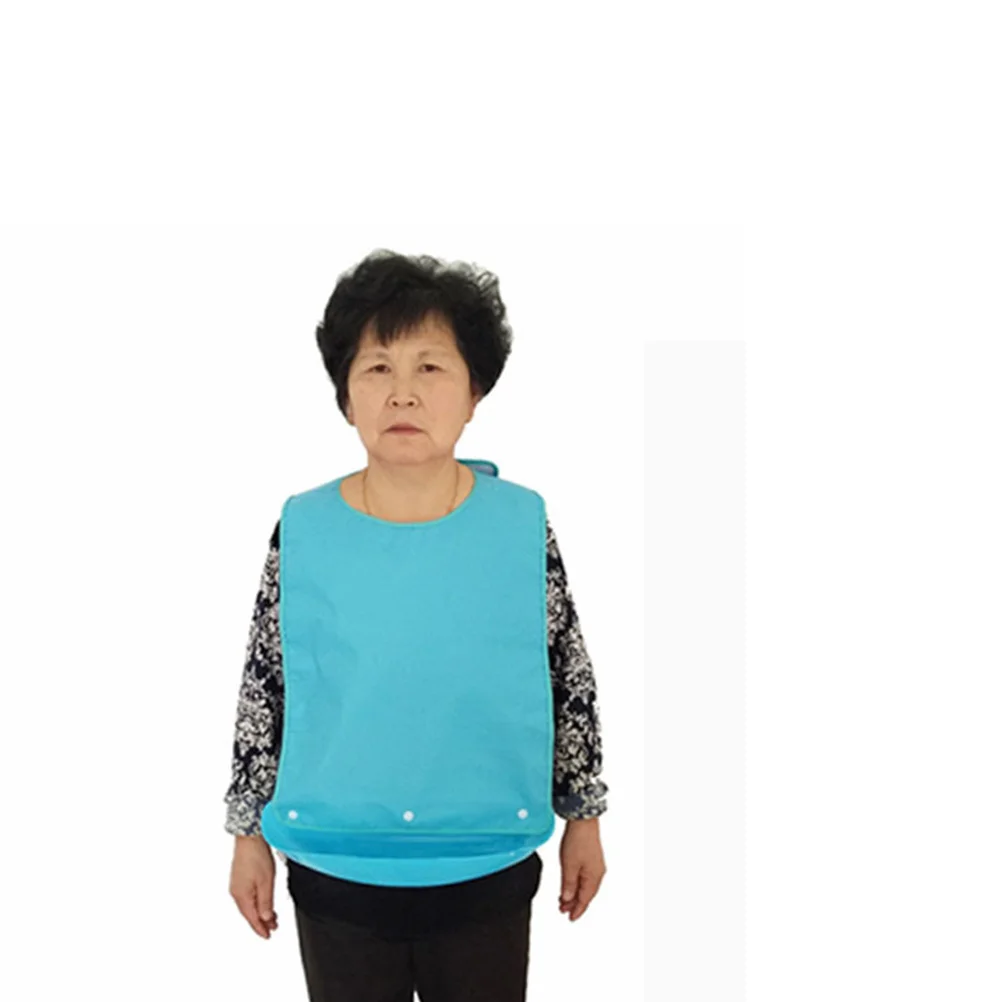 

Adult Waterproof Bib Blue Middle Style Anti-Oil Wear-Resistant Easy Clean Mealtime Protection For Elderly Feeding Practical