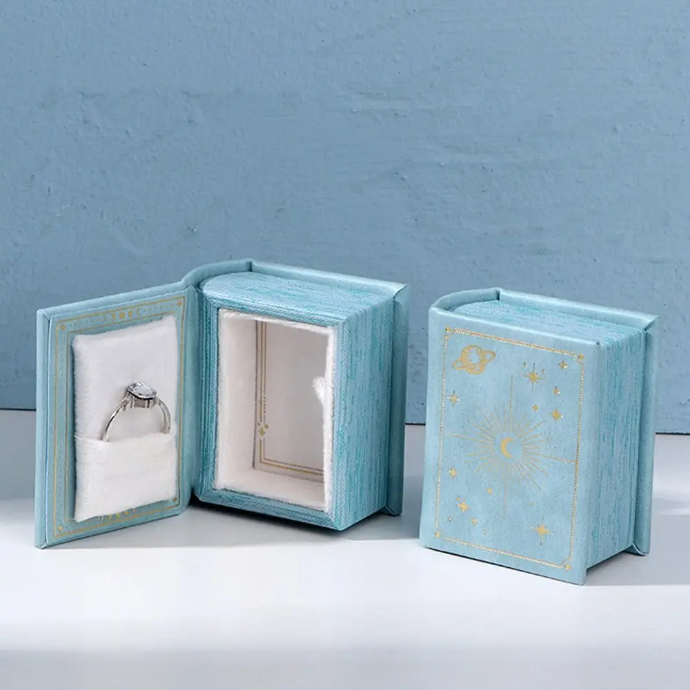 جديد بو الجلود حلقة صندوق الوجه غطاء كتاب على شكل حلقة حامل ريترو مجوهرات هدية حقيبة للتخزين #2