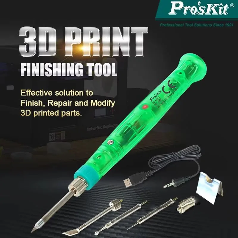 

Pro'sKit SI-169U 3DPrinter Maintenance Soldering Iron Kit USB Electric Handheld 8W Soldering Tools Set for 3D Printing Finishin