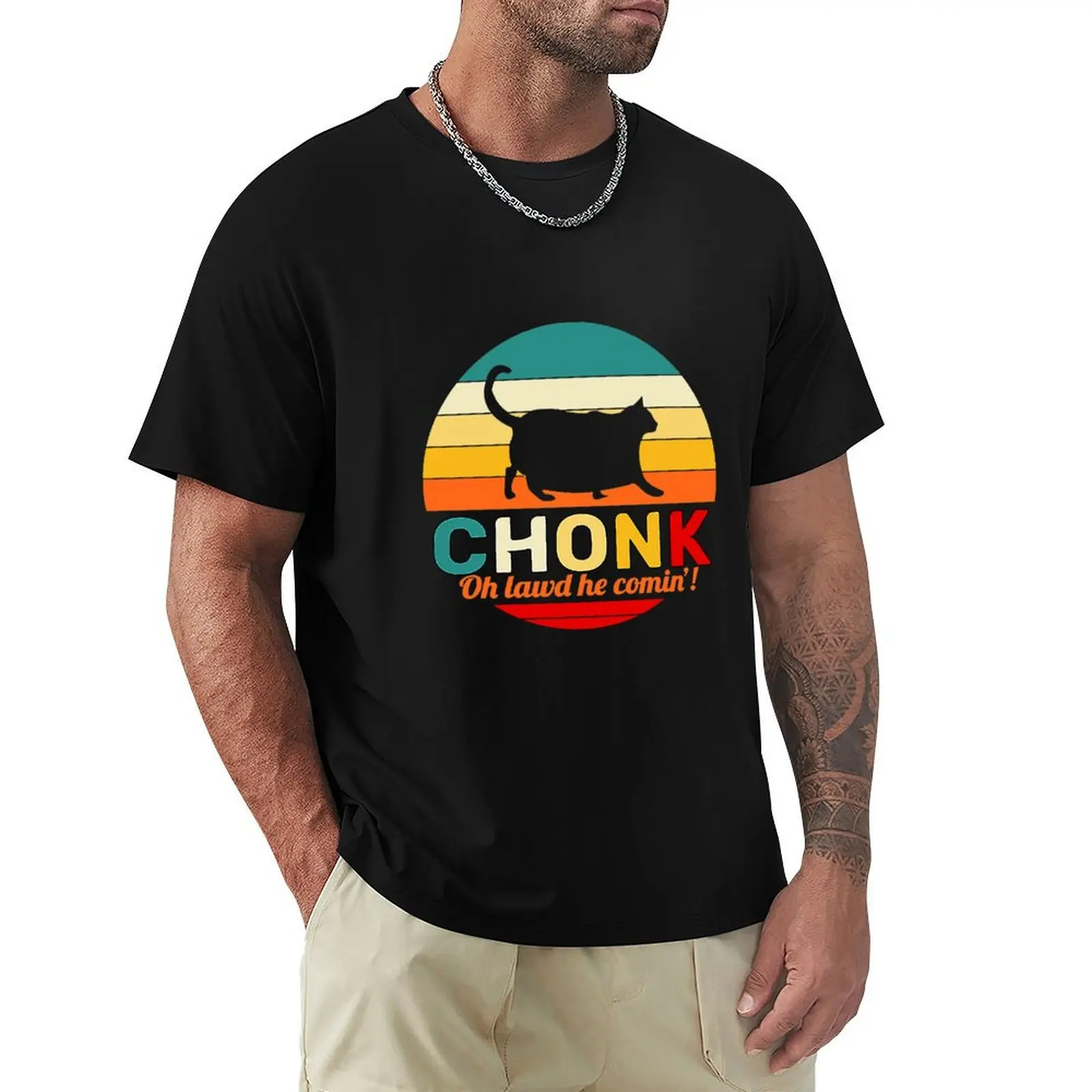 Chonk cat Oh Lawd He Comin,! T-Shirt Christmas Theme Tee Top