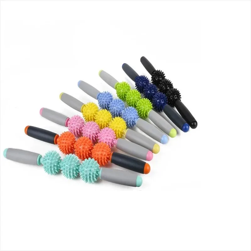 1PCS 2/3/5 ball rolling massage stick Massage roller Muscle massage stick Relax Stick Meridian slimming calf roller Random Color